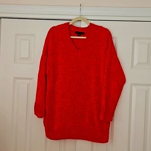 Sanctuary 1X cherry red v-neck velour sweater